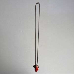 Long Gold Tone Butterfly & Feather Necklace